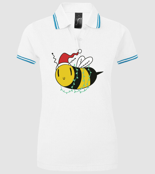 Albină de Crăciun model alb pe tricou