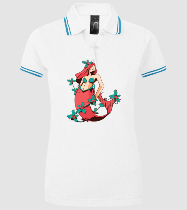 Sirenă de Crăciun model alb pe tricou
