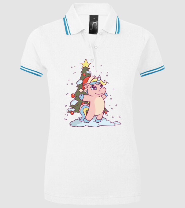 Unicorn de Crăciun model alb pe tricou
