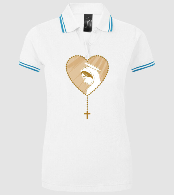 Cruce rozariu catolic model alb pe tricou
