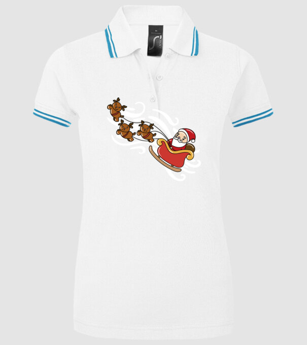 Kawaii sanie Moș Crăciun model alb pe tricou