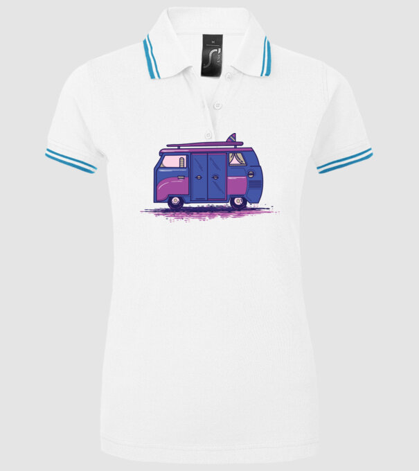 Mașină de camping model alb pe tricou
