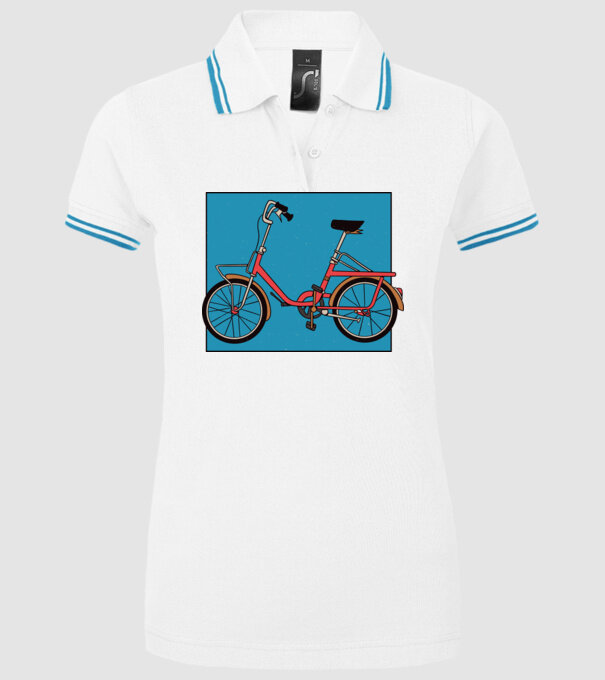 Bicicletă Camping model alb pe tricou