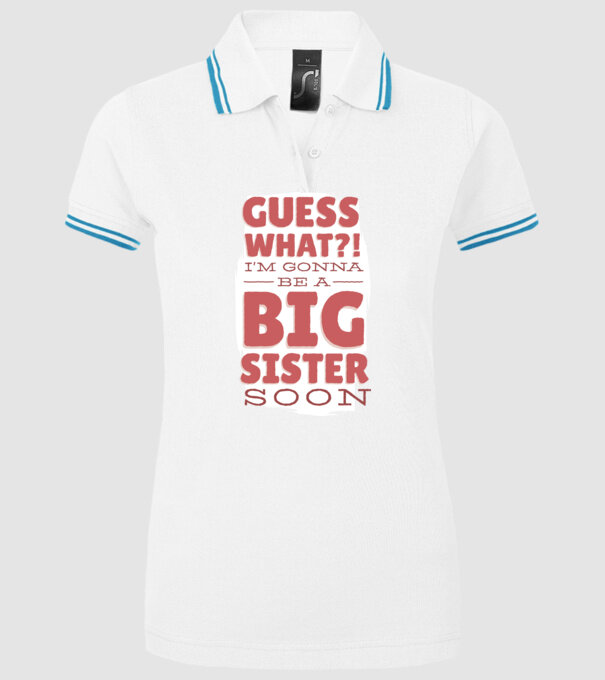 În curând voi fi sora mai mare model alb pe tricou