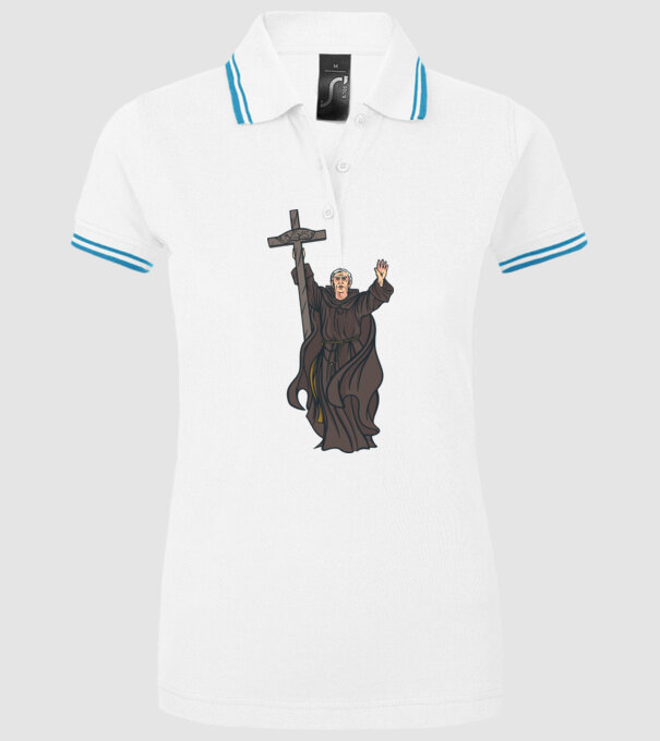 Călugăr creștin model alb pe tricou