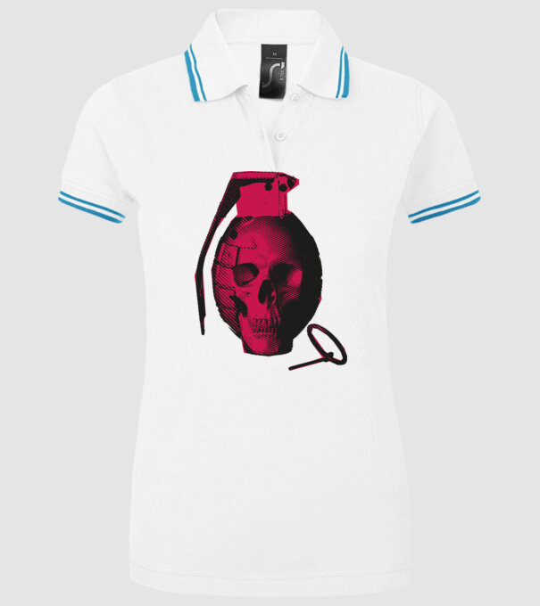 Grenadă de mână Craniu model alb pe tricou