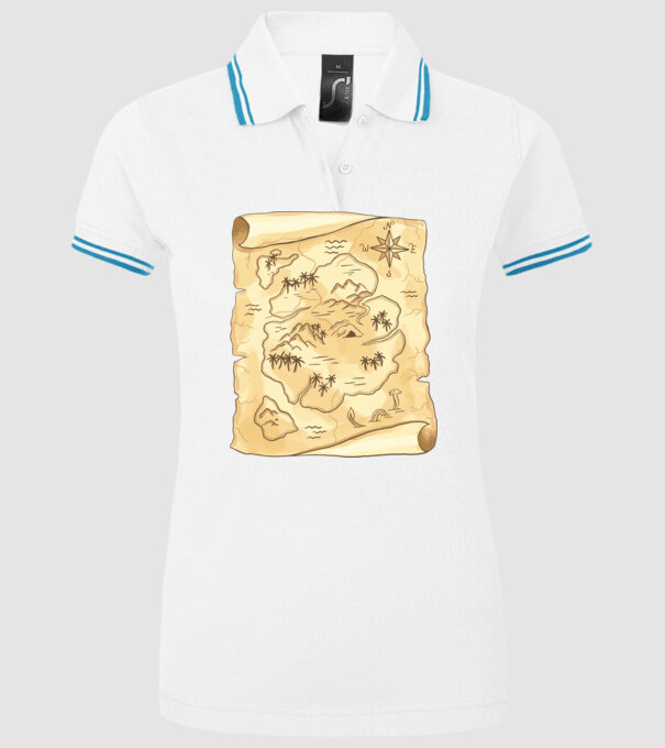 Hartă cu comori model alb pe tricou