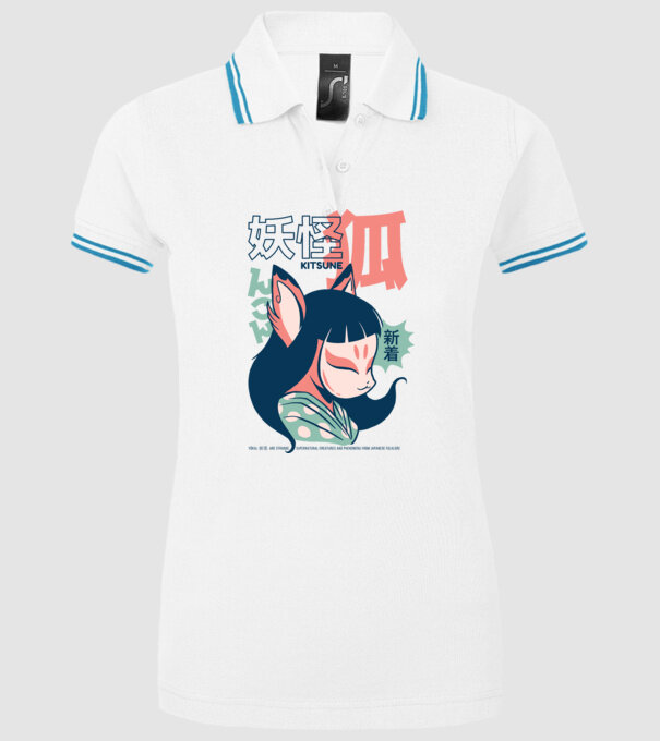 Kitsune Yokai Anime model alb pe tricou