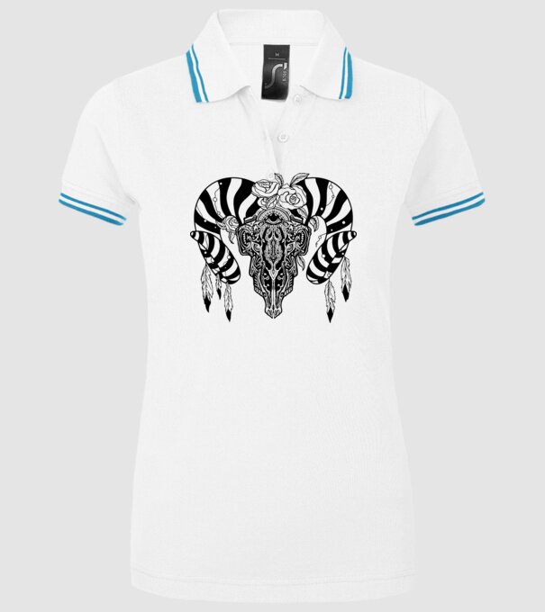 Craniu Tribal model alb pe tricou