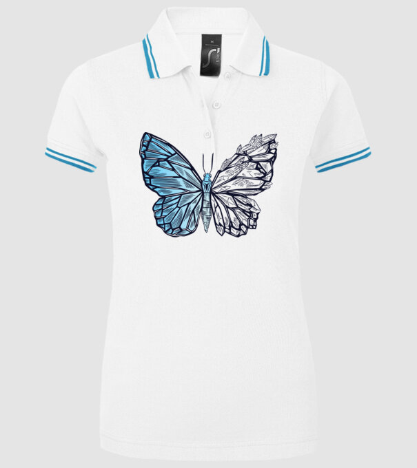 Fluture cristal model alb pe tricou