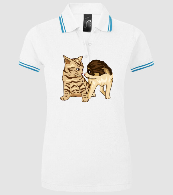 cuplu drăguț câine și pisică model alb pe tricou