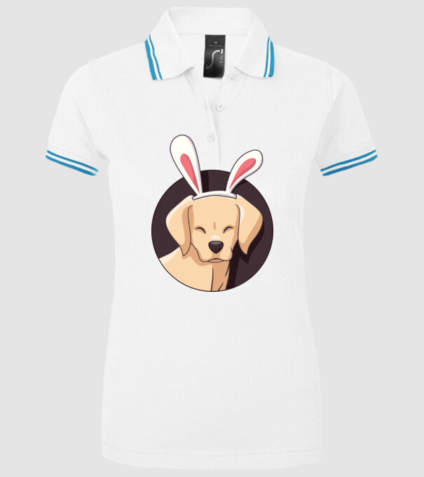Iepuraș Labrador pentru Paște model alb pe tricou