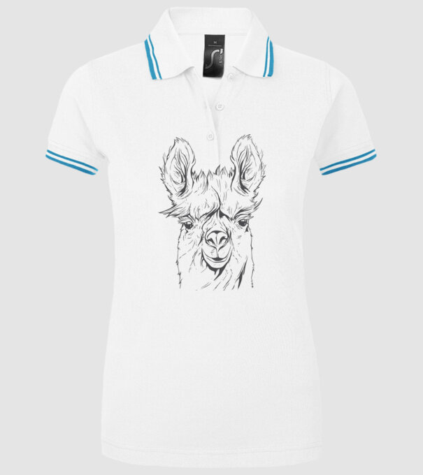 Cap de Lama model alb pe tricou