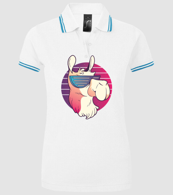 Llama ochelari de soare retro tricou model alb pe tricou