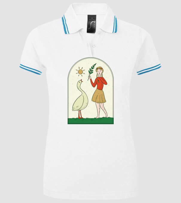 Poveste cu fata și gâsca model alb pe tricou