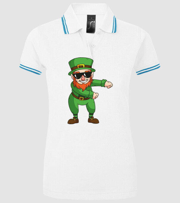 Leprechaun Floss DAB model alb pe tricou
