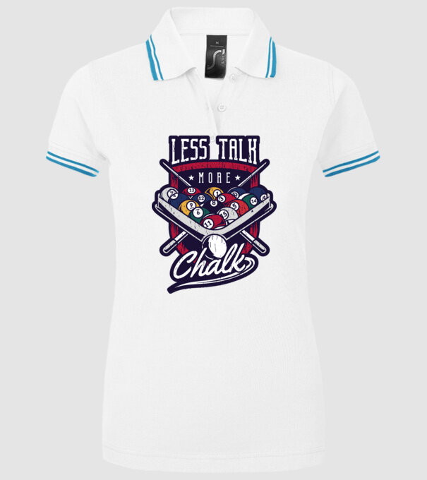 Less Talk More Chalk Billiard model alb pe tricou