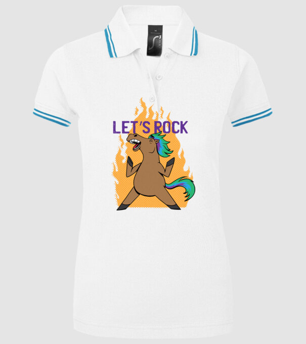 'Let''s Rock - Călăreț' model alb pe tricou