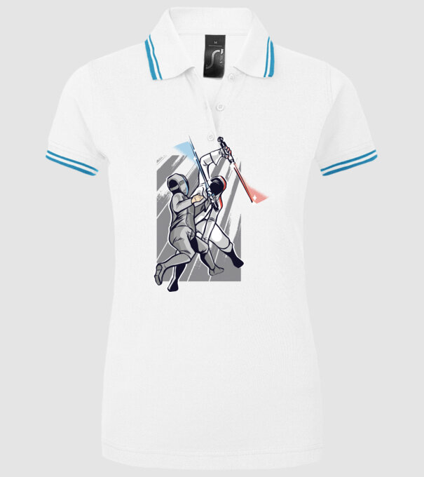 Sabie laser scrimă model alb pe tricou