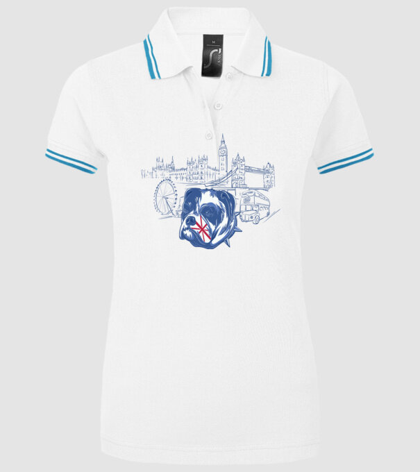 London Bulldog model alb pe tricou