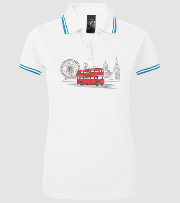 London Bus model alb pe tricou