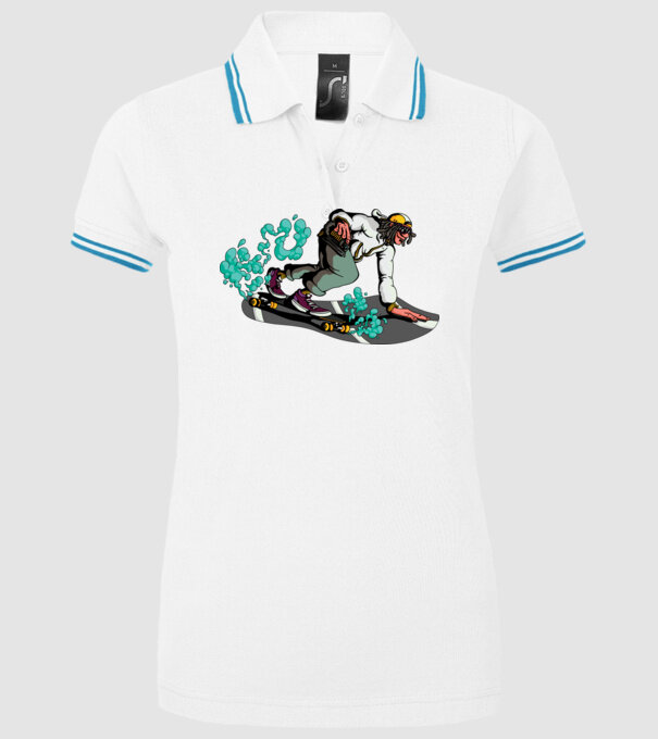 Longboard model alb pe tricou