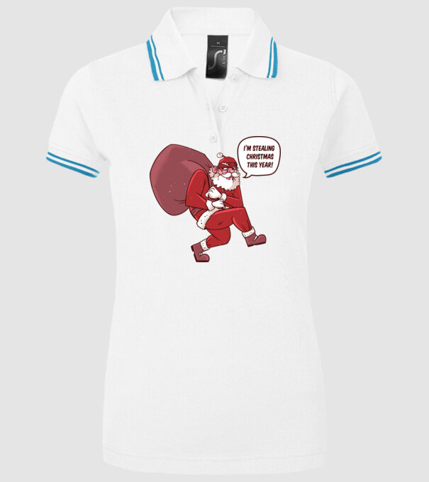 Moș Crăciun strecurându-se model alb pe tricou