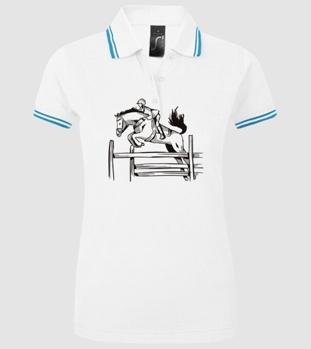 Călăreț model alb pe tricou