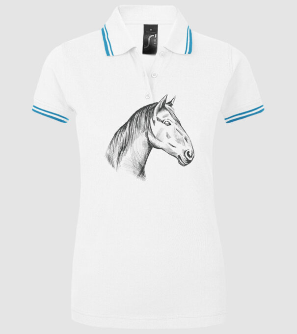 Desen cu cal model alb pe tricou