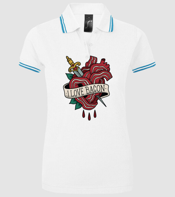 Love Bacon Tatuaj model alb pe tricou