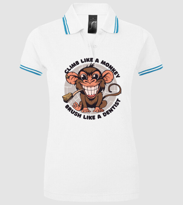 Periuță de dinți maimuță model alb pe tricou