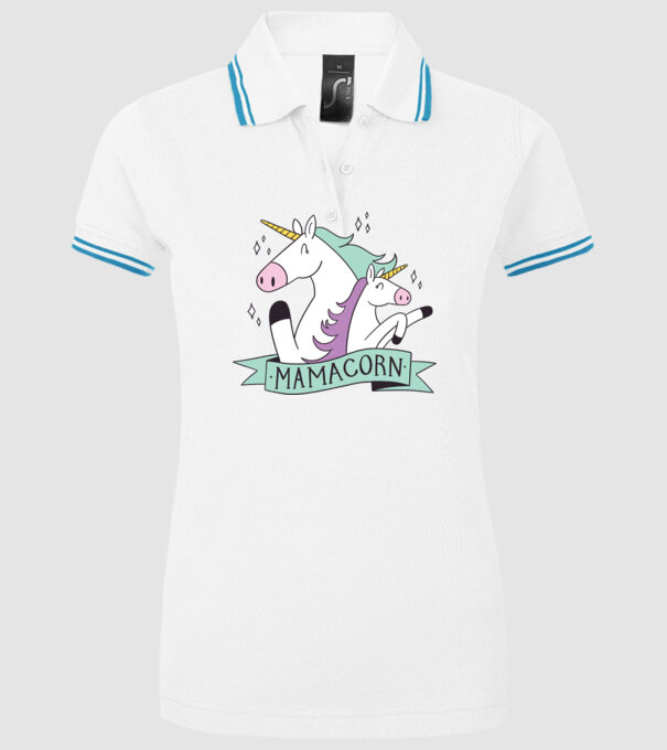 Mamacorn model alb pe tricou