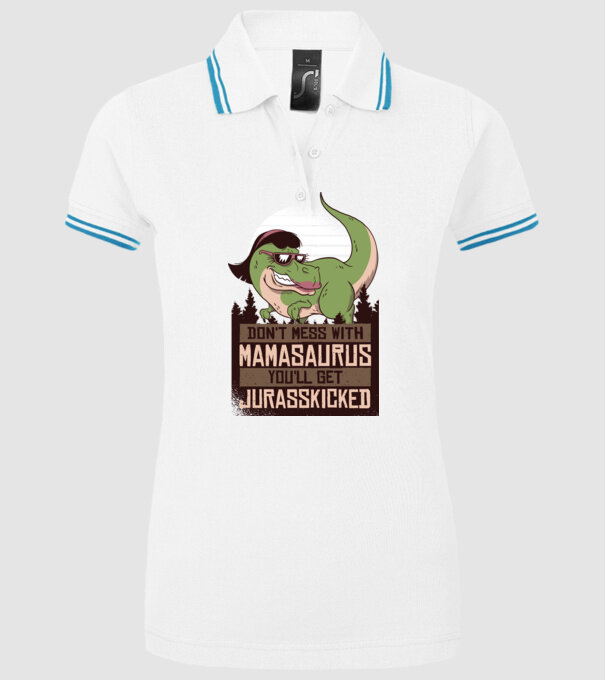 Mamasaurus tricou cu dinozaur model alb pe tricou