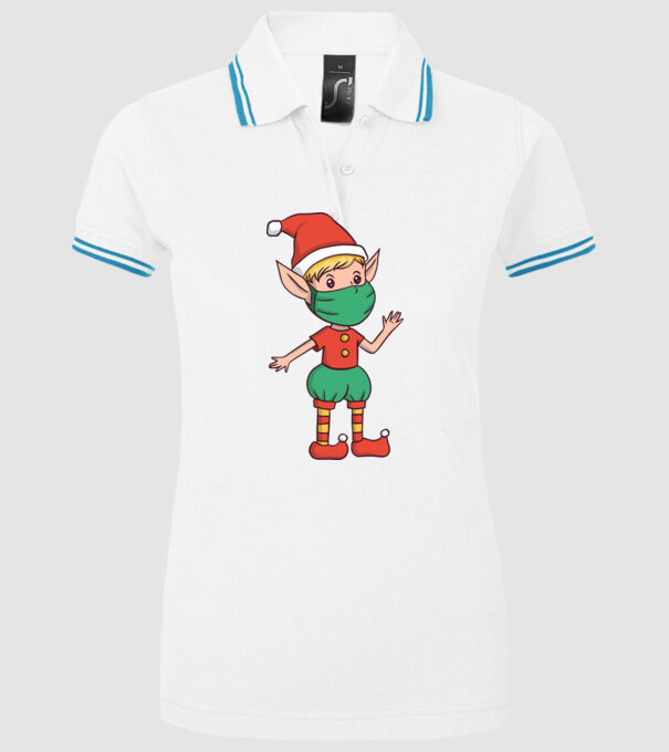 Elf cu mască model alb pe tricou