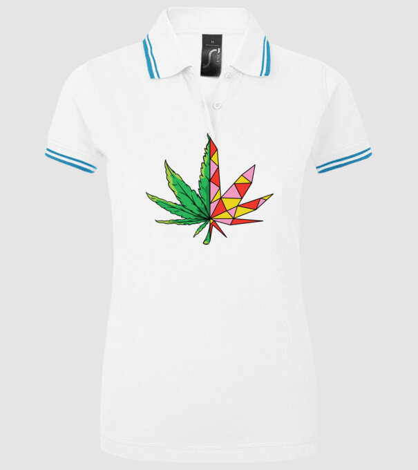Frunză de marijuana model alb pe tricou