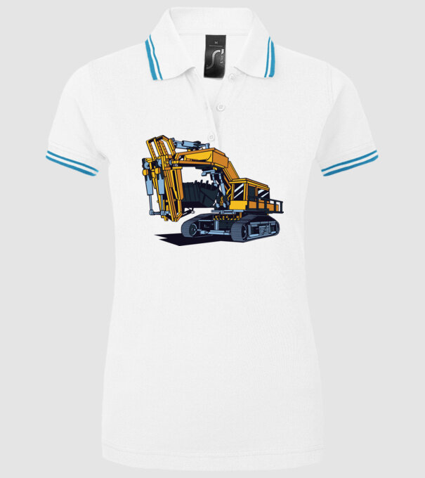 Excavator model alb pe tricou