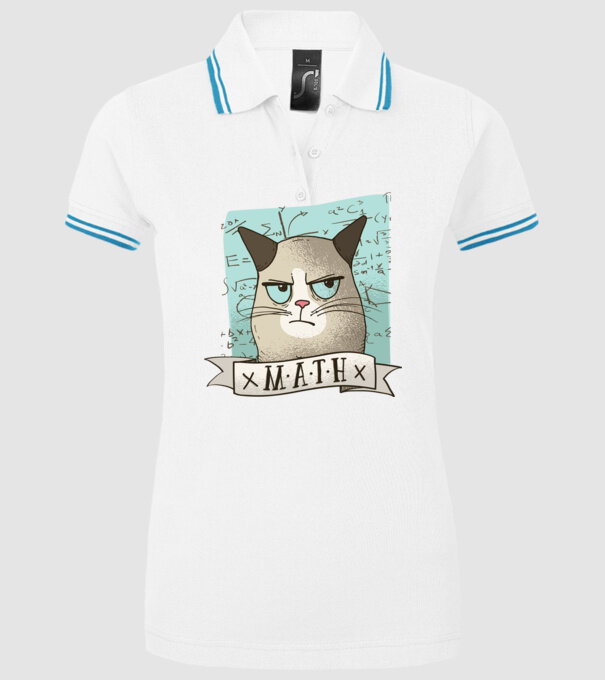 Pisică Matematică model alb pe tricou