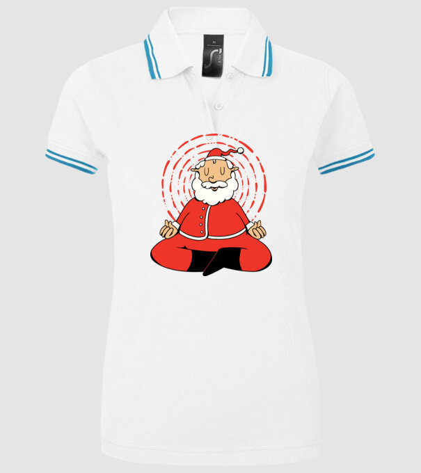 Moș Crăciun meditând model alb pe tricou