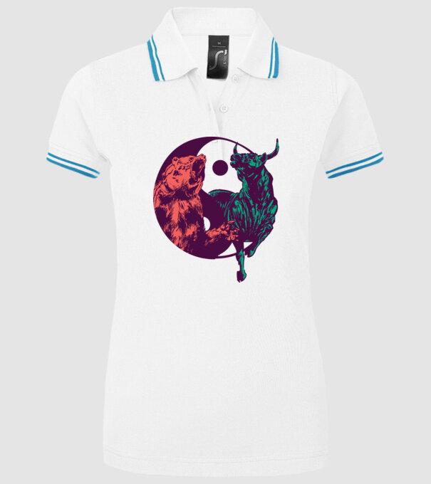 Medve Bika Yin Yang model alb pe tricou