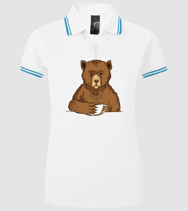 Urs cu cafea model alb pe tricou