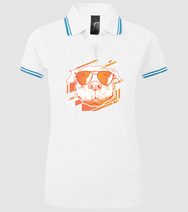 Pitbull Cool în ochelari de soare model alb pe tricou