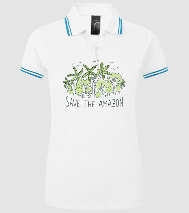 Salvează Pădurea Amazoniană model alb pe tricou