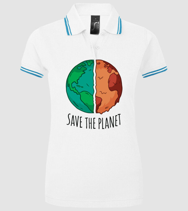 Salvați planeta model alb pe tricou