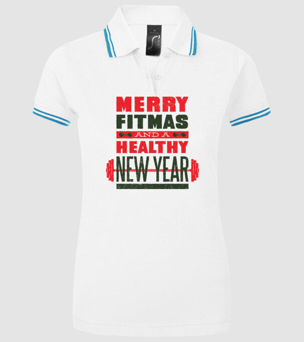 Merry Fitmas and a Healthy New Year tricou amuzant antrenament model alb pe tricou