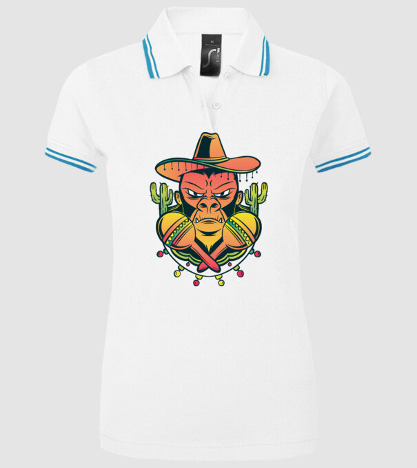 Gorila mexicană model alb pe tricou