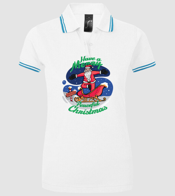 Moș Crăciun Yoga model alb pe tricou
