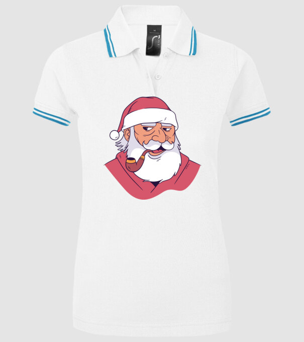 Moș Crăciun pipă model alb pe tricou