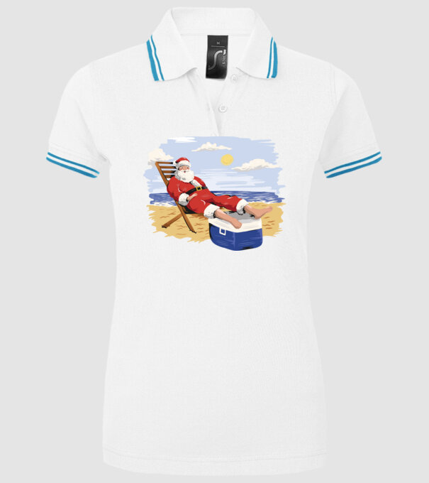 Moș Crăciun În vacanță model alb pe tricou