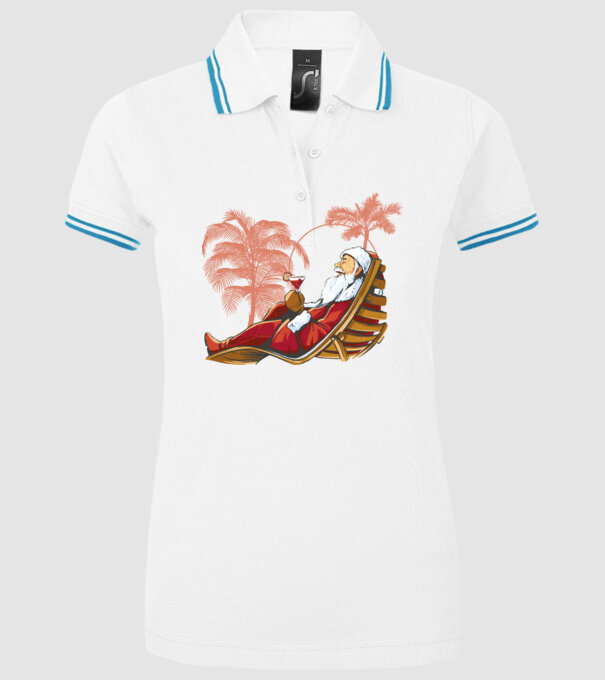 Moș Crăciun În vacanță model alb pe tricou