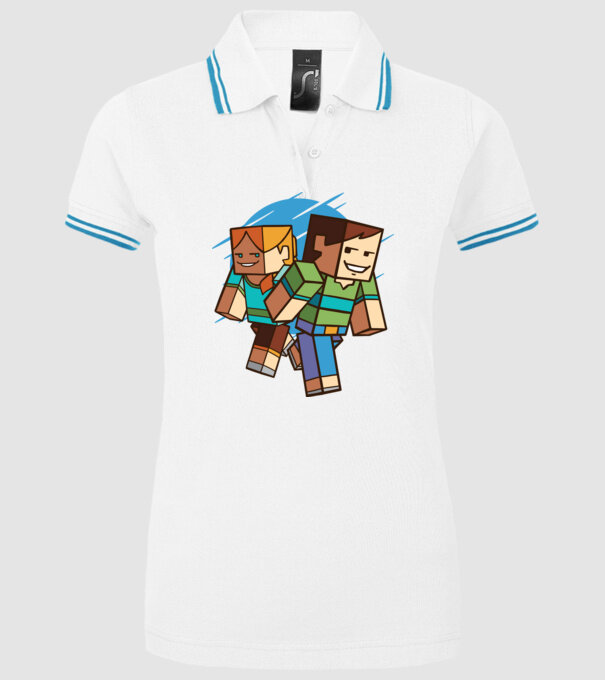 Caractere Minecraft model alb pe tricou